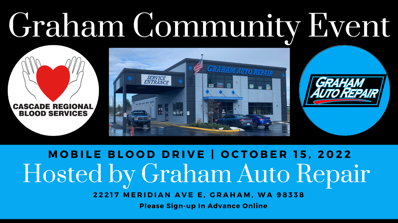 Mobile Blood Drive at Graham Auto Repair in Graham, WA with Cascade Regional Blood Services